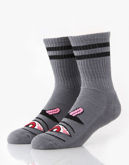 Toy Machine Socks Bloodshot Eye Charcoal Osfm New Skateboard Sox