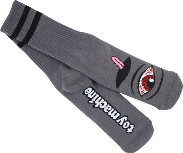 Toy Machine Socks Bloodshot Eye Charcoal Osfm New Skateboard Sox