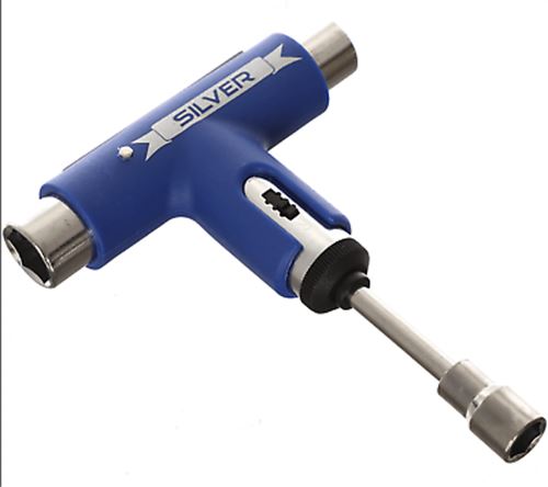 Silver Trucks Skate Tool Blue Premium Ratchet Complete Skateboard T Tool