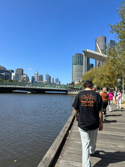 Packed Lunch City Tee Black Orange