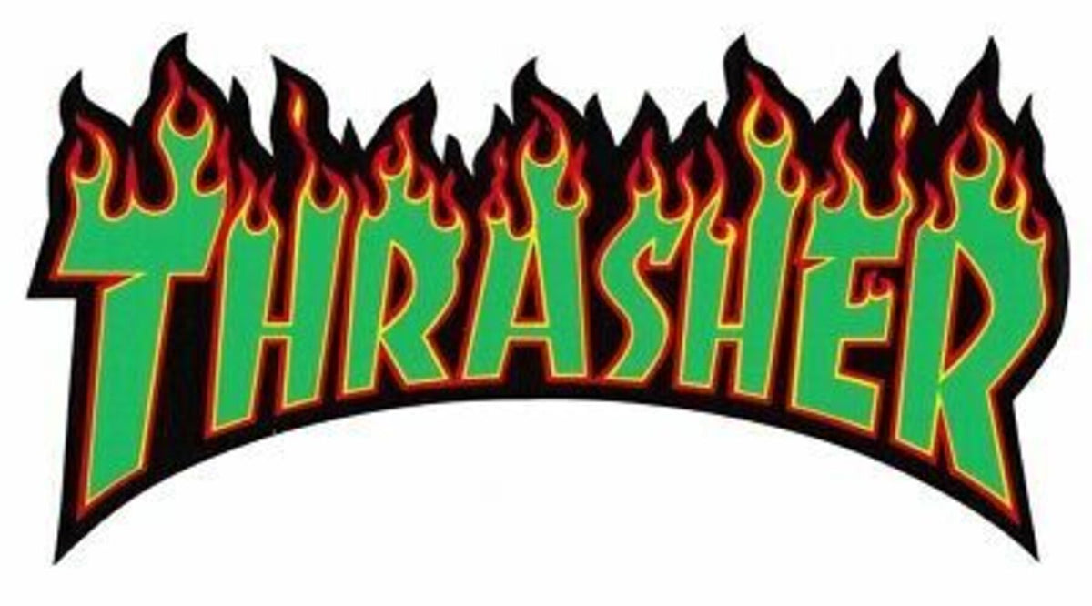 Thrasher Magazine Sticker Flame Logo Green Large Skateboard Decal Sticker