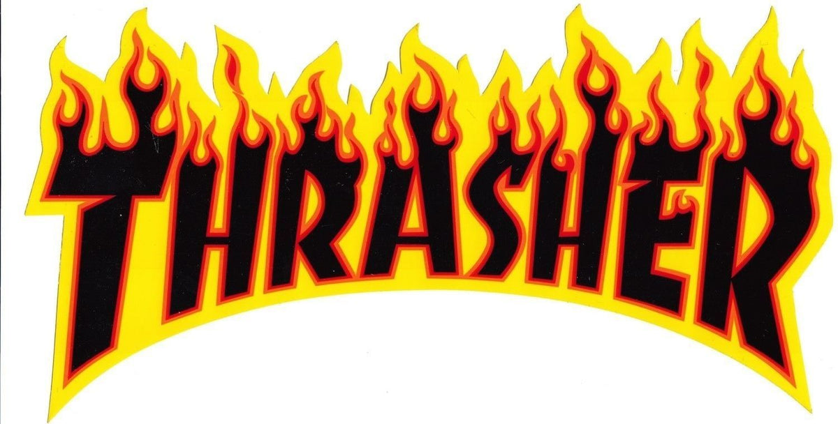 Thrasher Magazine Sticker Flame Logo Black Large Skateboard Decal Sticker