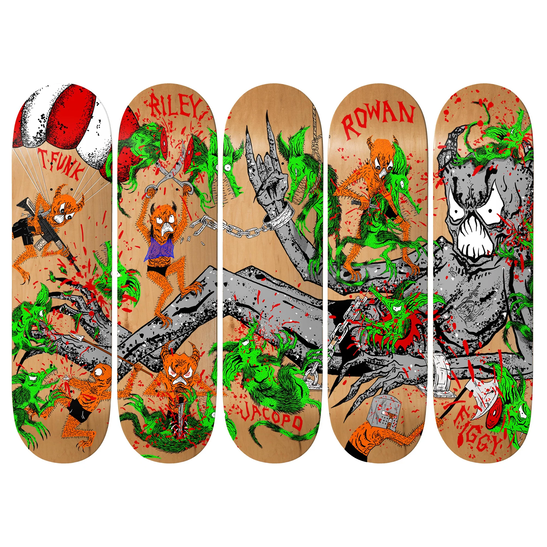 FULL SET Baker Skateboards Neckface Toxic Rats Limited Edition Art 5 Deck Series
