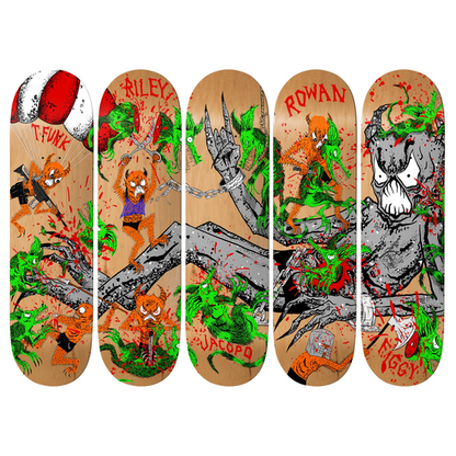 FULL SET Baker Skateboards Neckface Toxic Rats Limited Edition Art 5 Deck Series