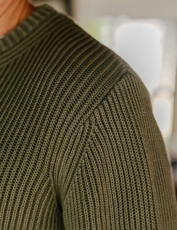 Mr Simple Fisher Knit Jumper - Fatigue