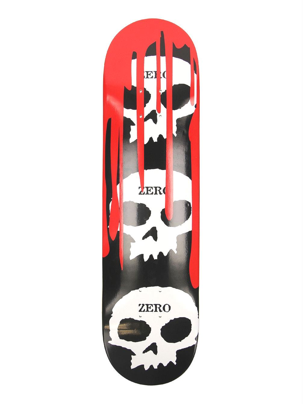Zero Skateboard Deck 3 Skull Blood Black White Red 8.25"