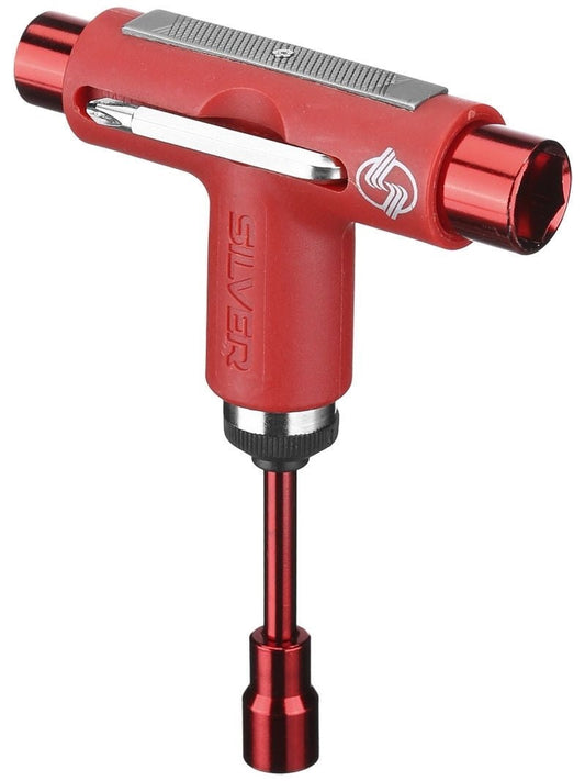 Silver Skate Tool Red Premium Ratchet Complete Skateboard T Tool