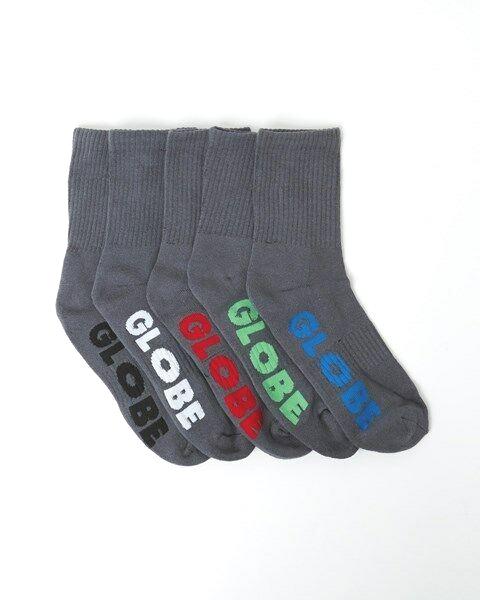 Globe Socks 5 Pack Stealth Crew Grey Size 12 15 Skateboard Sox