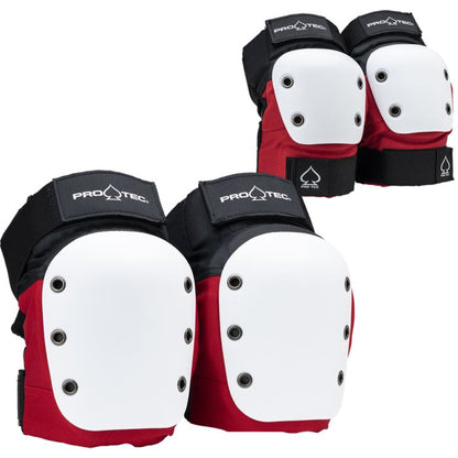 Pro Tec Pads Street Knee Elbow Set Red White Black Safety Gear