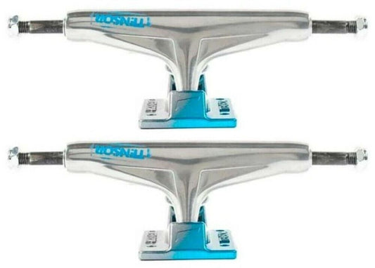 Tensor Skateboard Trucks Alum Stencil Mirror Raw Light Blue Fade 5.25 Axles 8"