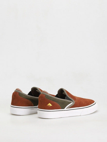 Emerica Shoes Wino G6 Slip On Chris Wimer Brown Green Skateboard Sneakers