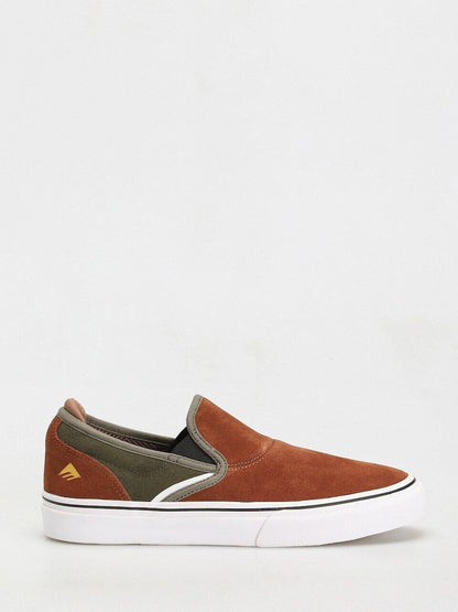 Emerica Shoes Wino G6 Slip On Chris Wimer Brown Green Skateboard Sneakers