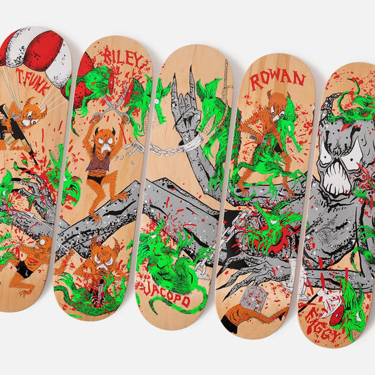 FULL SET Baker Skateboards Neckface Toxic Rats Limited Edition Art 5 Deck Series