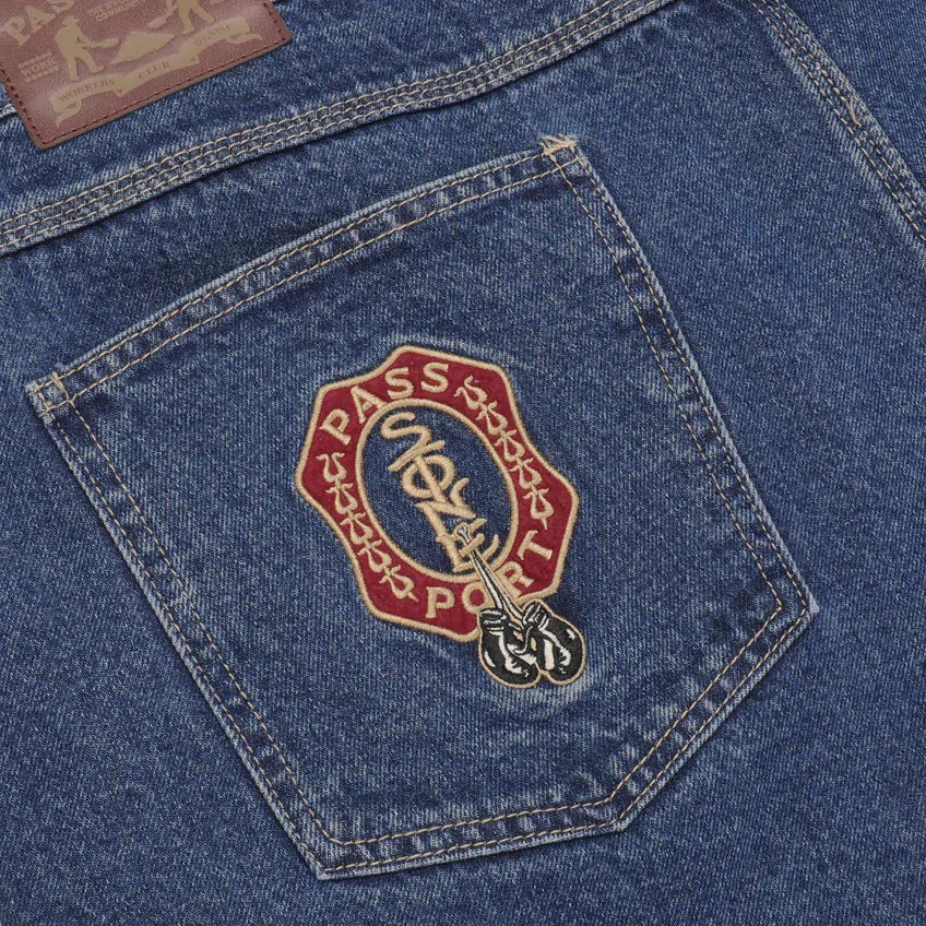 Passport Stone Workers Club Denim Jorts - Washed Dark Indigo