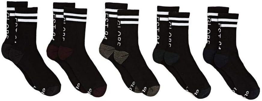 Globe Socks 5 Pack Carter Crew Assorted Black SIZE 7-11 Skateboard Sox