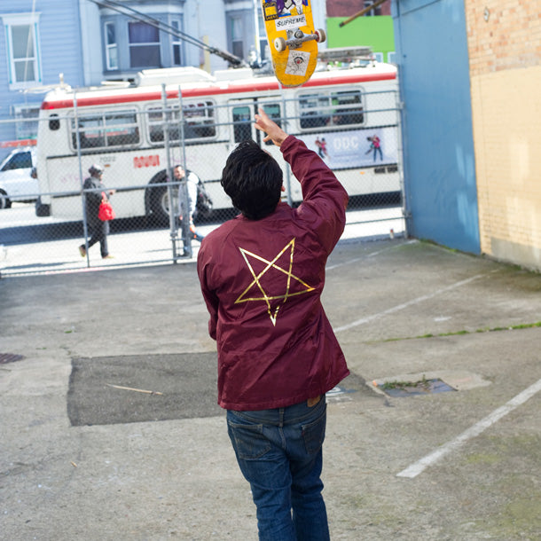 Thrasher Coach Jacket Pentagram Maroon Lined Windbreaker