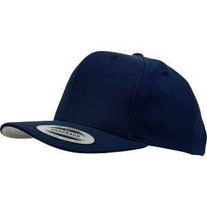 Navy blue cap with a visible brand logo on a white background