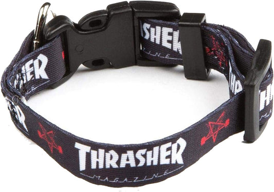 Thrasher Magazine Dog Collar 3/4" Black Skategoat and Thrasher Magazine Logos