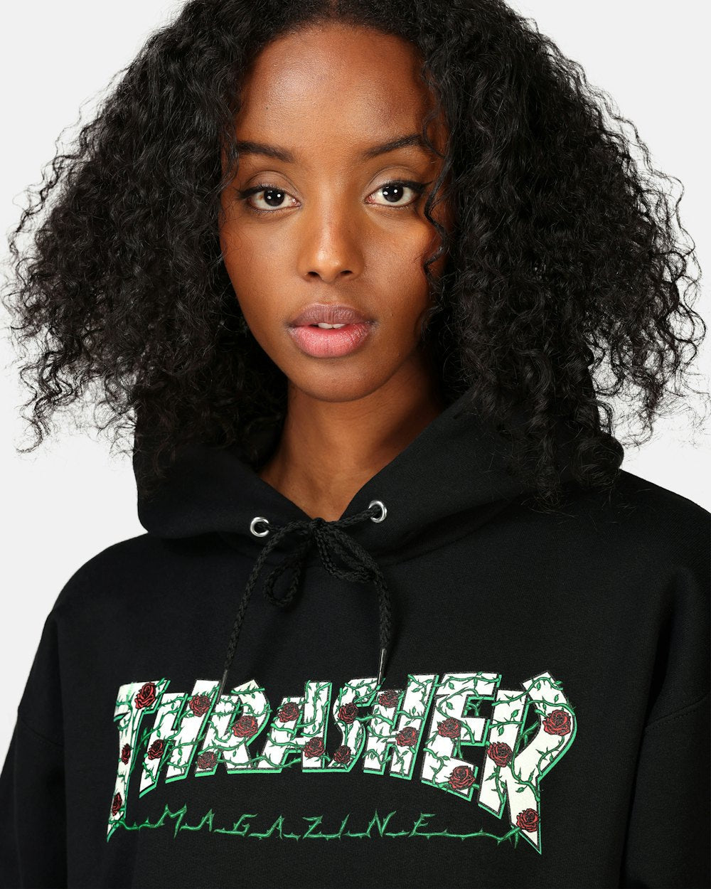 Thrasher Hood Roses Black Skateboard Jumper Sweater