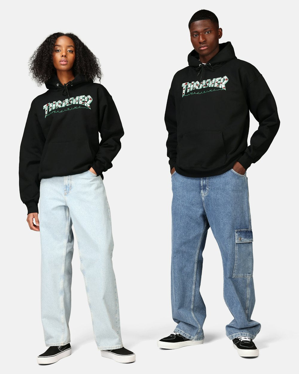 Thrasher Hood Roses Black Skateboard Jumper Sweater