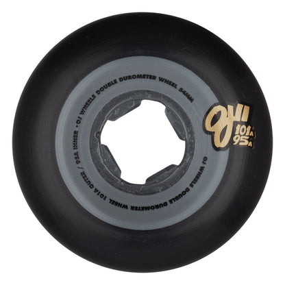 OJ Wheels 54mm Double Duro Mini Combo Black Grey 101a 95a Core + Gold Dice