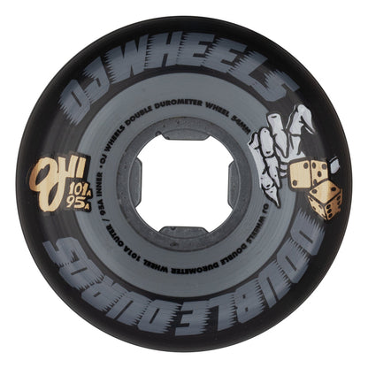 OJ Wheels 54mm Double Duro Mini Combo Black Grey 101a 95a Core + Gold Dice