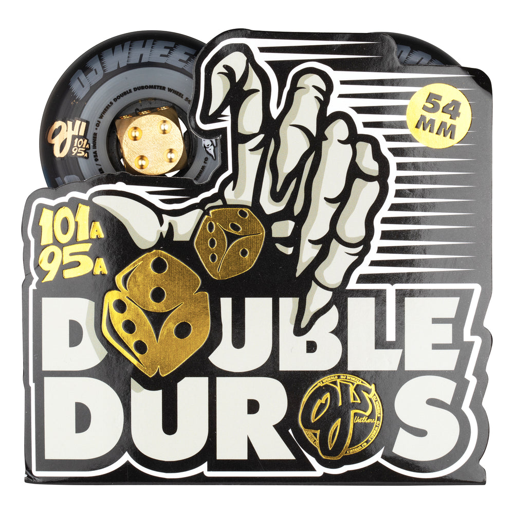 OJ Wheels 54mm Double Duro Mini Combo Black Grey 101a 95a Core + Gold Dice
