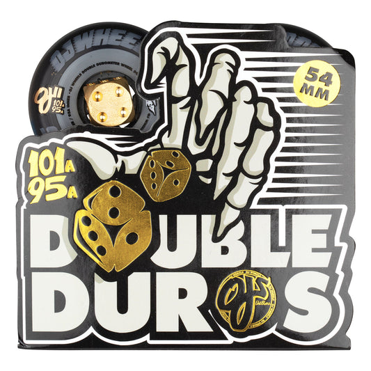 OJ Wheels 54mm Double Duro Mini Combo Black Grey 101a 95a Core + Gold Dice