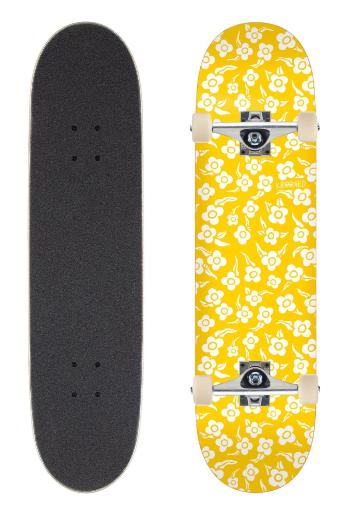 Krooked Skateboard Complete Flowers Yellow 8 5 Unassembled