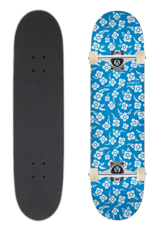 Krooked Skateboard Complete Flowers Blue 8.25" Unassembled