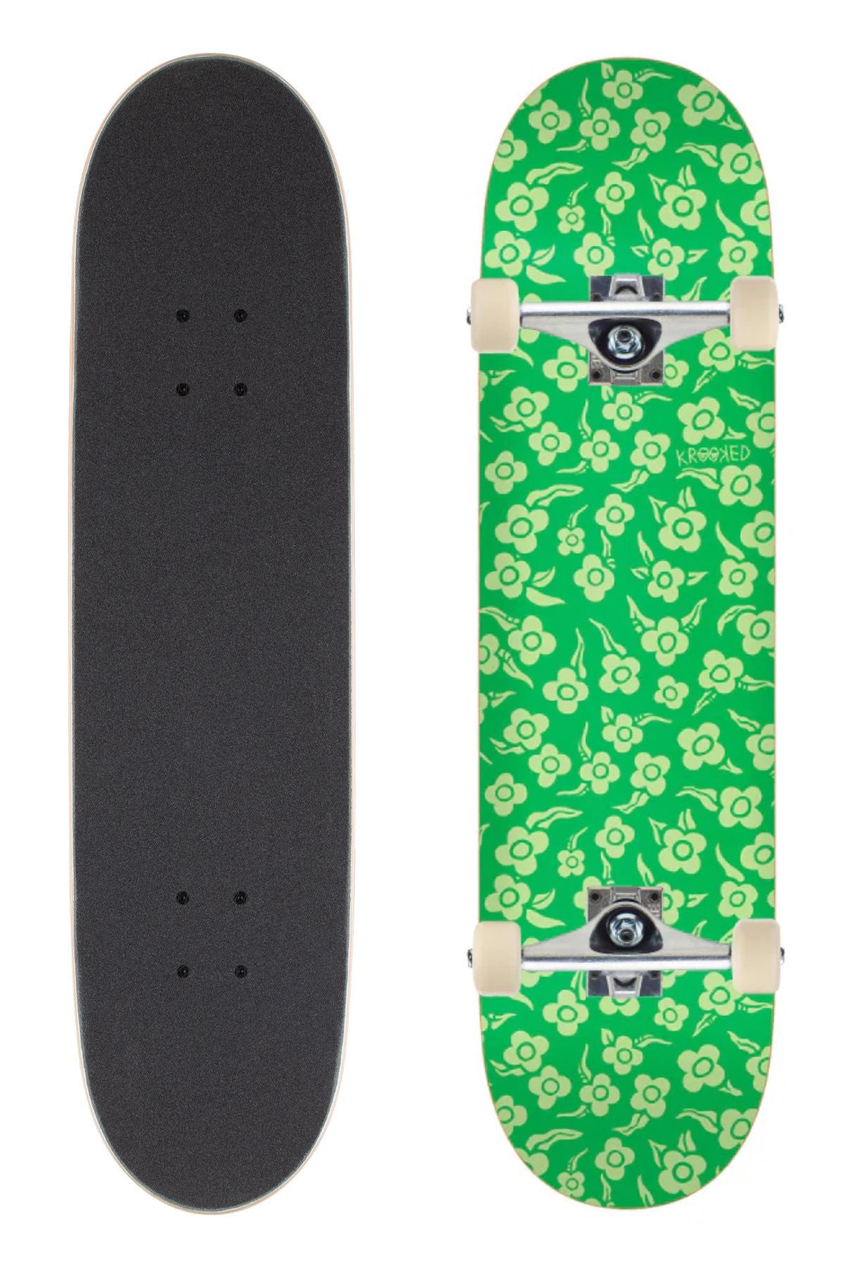 Krooked Skateboard Complete Flowers Green 8.38" Unassembled