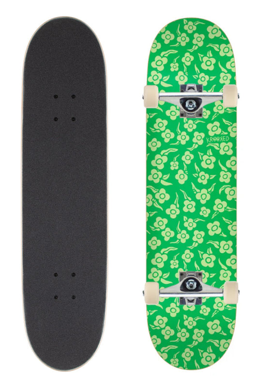 Krooked Skateboard Complete Flowers Green 8.38" Unassembled