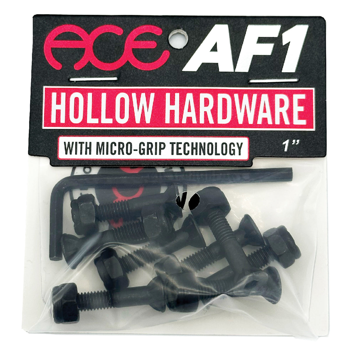 Ace Trucks AF1 Hollow Bolts 1" w/Grippers Black Allen Key Hardware