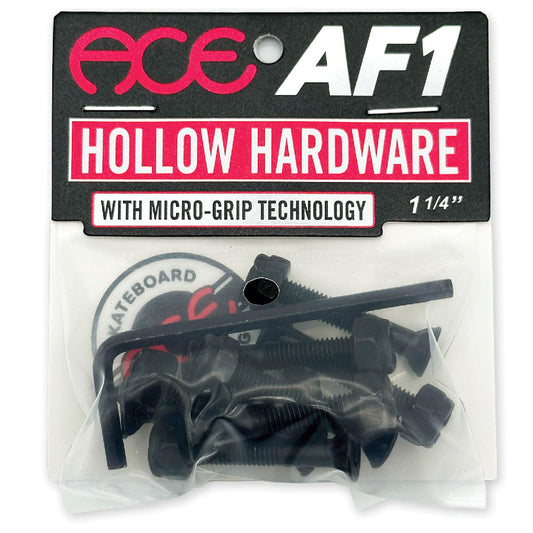 Ace Trucks AF1 Hollow Bolts 1 1/4" w/Grippers Black Allen Key Hardware