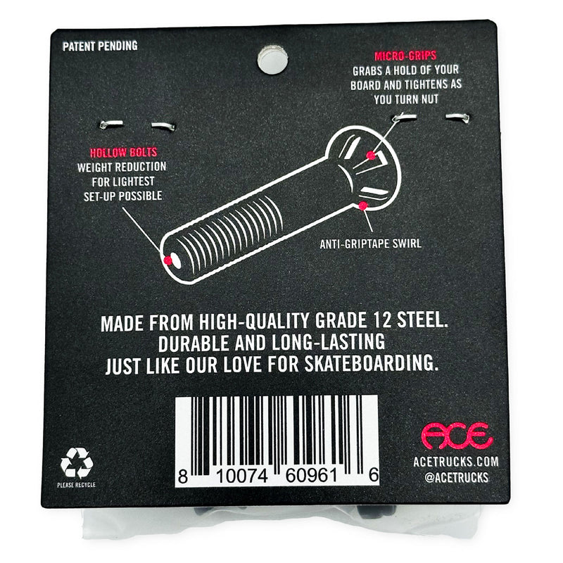 Ace Trucks Af1 Hollow Bolts 1 W Grippers Black Allen Key Hardware