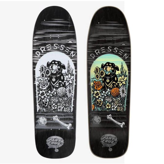 Santa Cruz Skateboard Deck Eric Dressen UV Pup Shaped 9.3" Black Stain Reissue