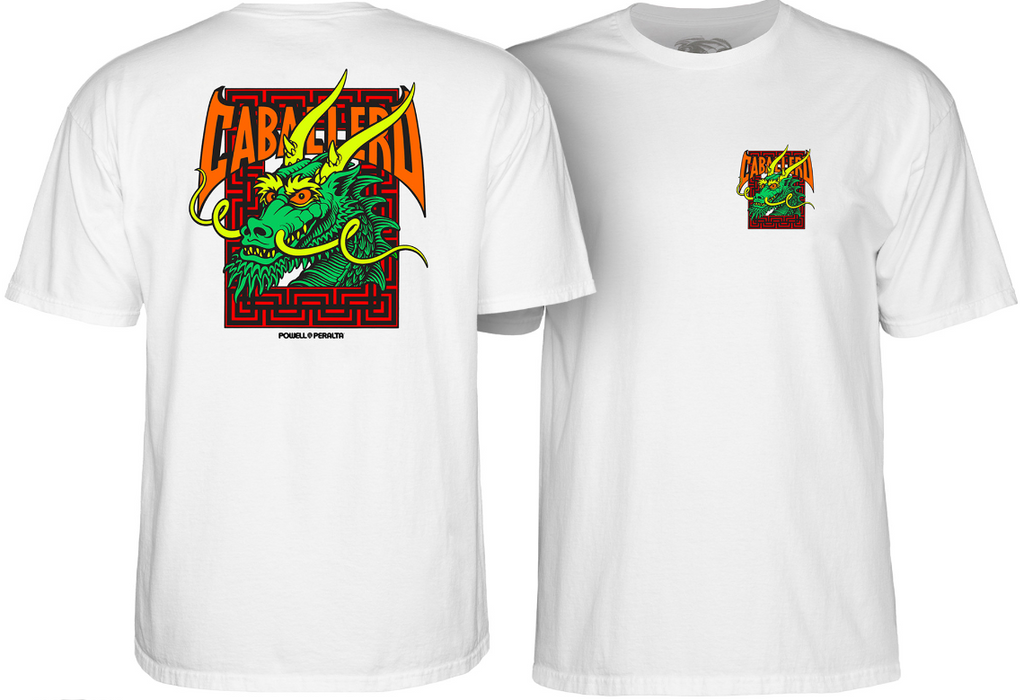 Powell Peralta Tee Cab Street Dragon White Reissue Skateboard T Shirt