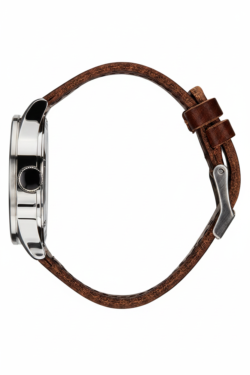 Nixon Stark Leather Watch Blue Sunray / Brown