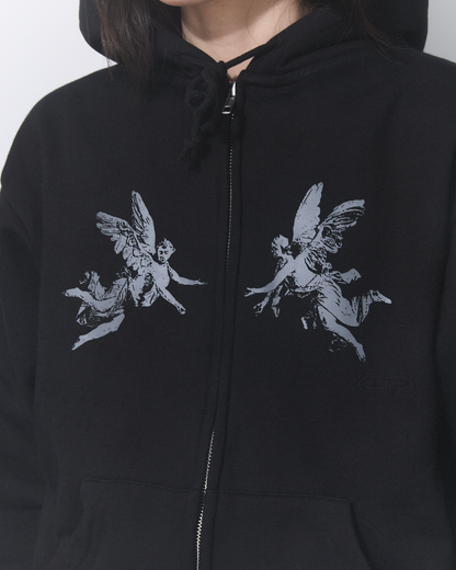 Aerosol Skateboards Angel Zip Hoodie Black