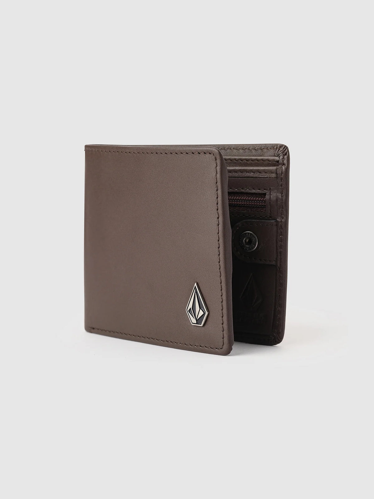 Volcom Single Stone Dark Brown Leather Bi-Fold RFID Wallet