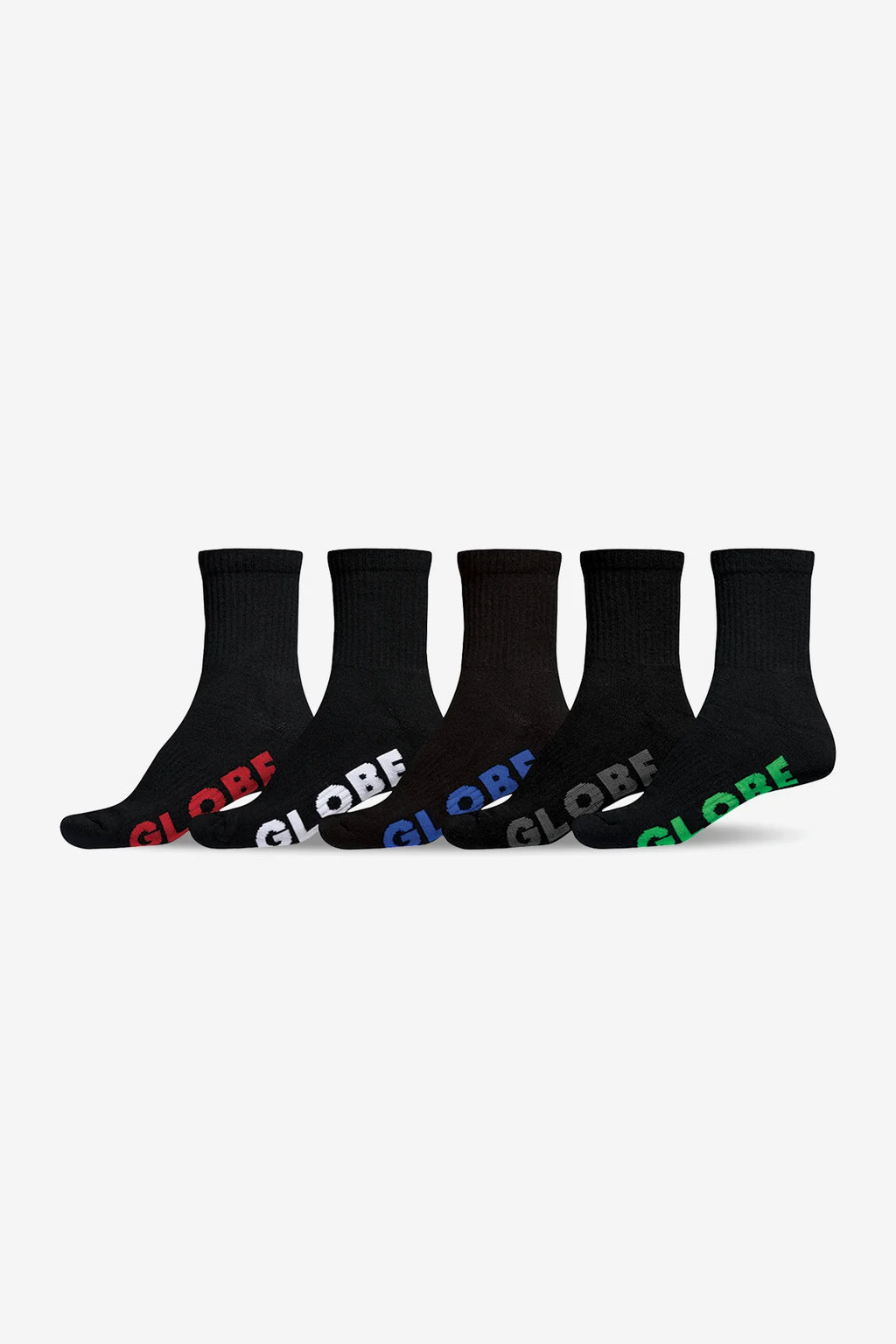 Globe Socks 5 Pack Stealth Crew Black Size 7-11 Skateboard Sox