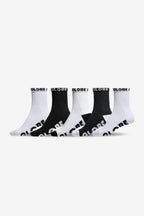 Globe Socks 5 Pack Quarter Black White Crew Size 12-15 Skateboard Sox