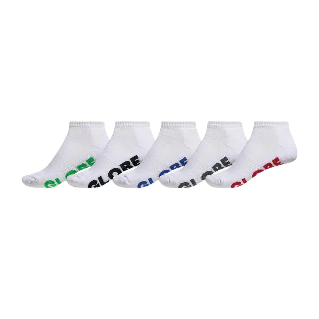 Globe Socks 5 Pack Stealth Ankle White Size 12-15