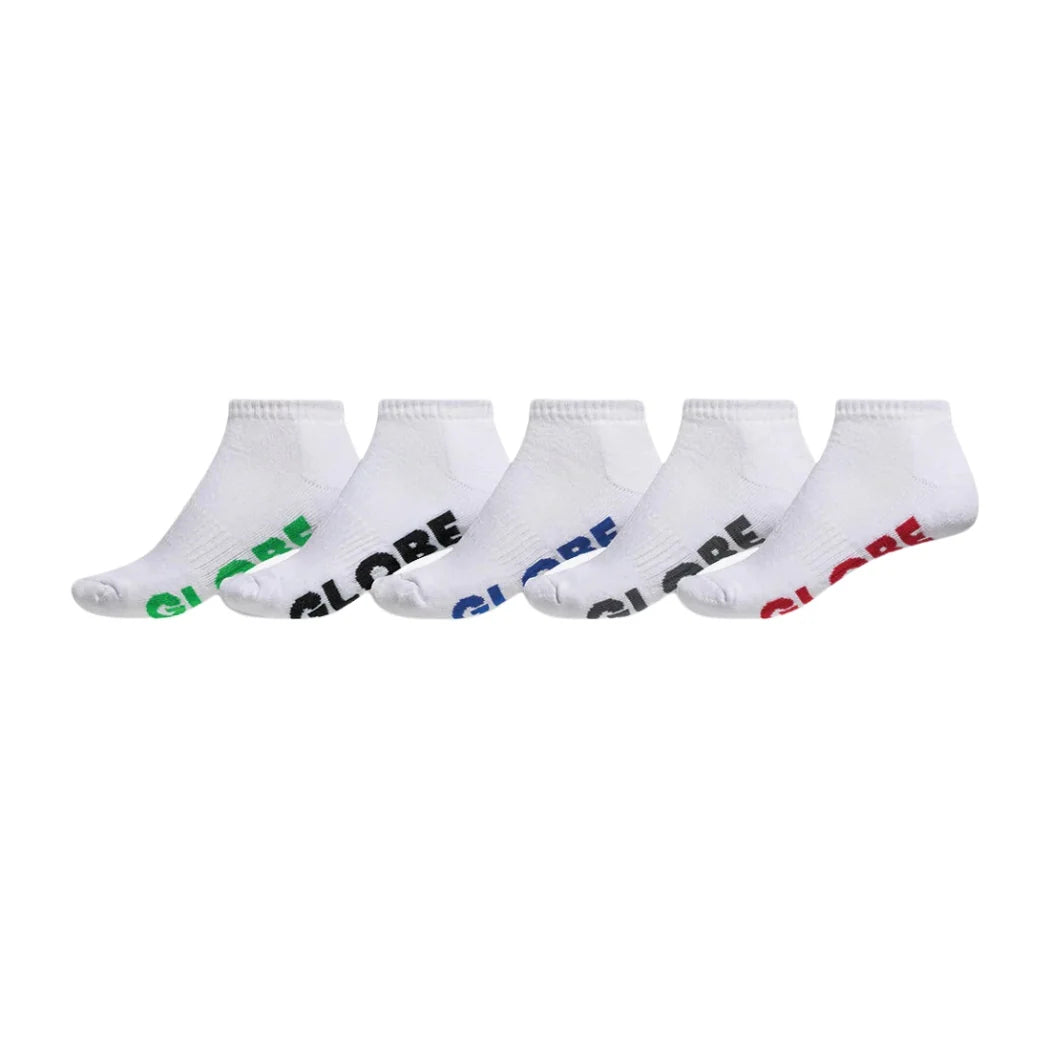 Globe Socks 5 Pack Stealth Ankle White Size 2-8