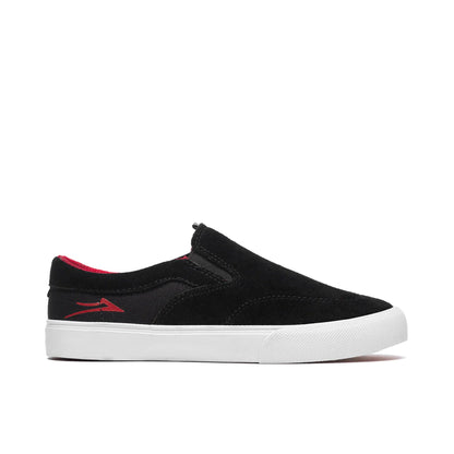 Lakai Owen Kids Skate Shoes - Black/Red Suede Slip-on