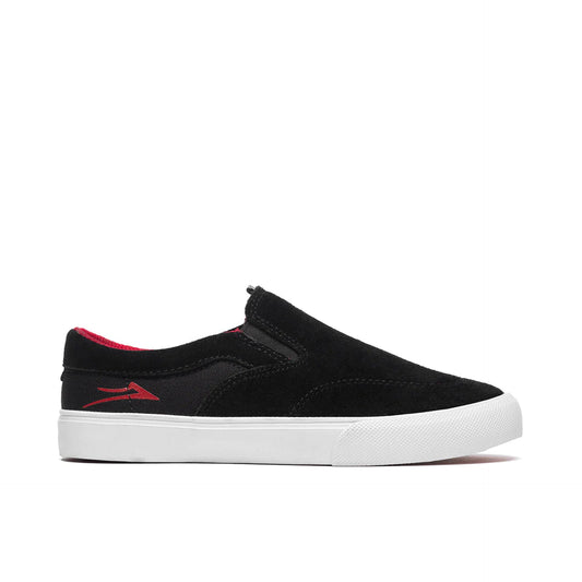 Lakai Owen Kids Skate Shoes - Black/Red Suede Slip-on