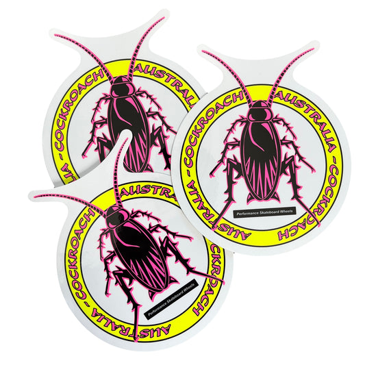 Cockroach Wheels Logo Sticker Large - Pink