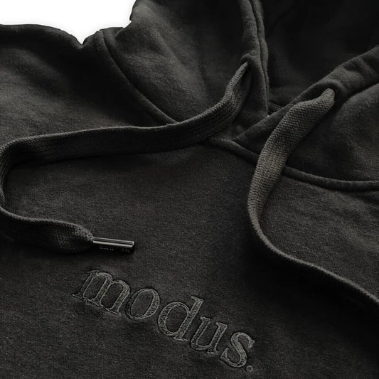 Modus Hood OG Tonal Logo Embroidery Black Skateboard Hoodie