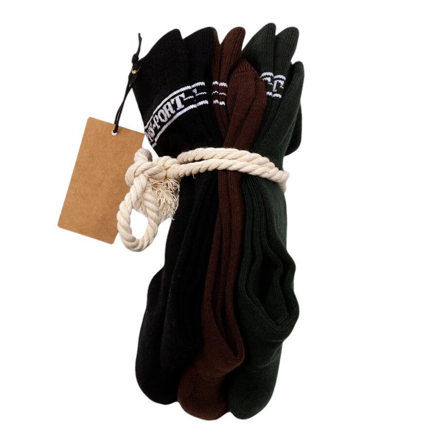 Pass~Port Hi Sox 3-Pack Black / Forest Green / Brown - Passport Sox