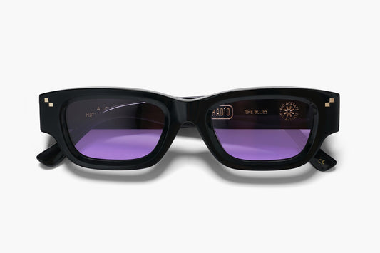 Radio Eyewear The Blues Square Sunglasses Black Polished Purple